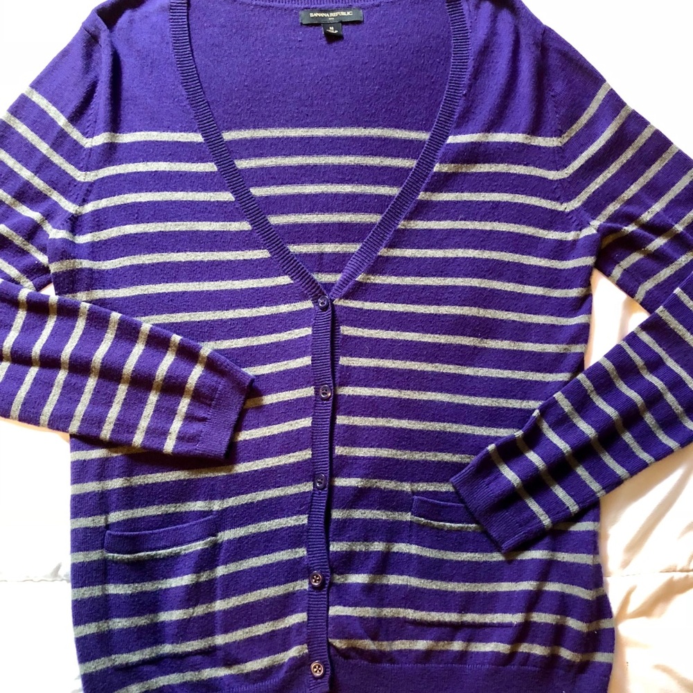 Banana Republic Purple & Gray Cardigan MEDIUM